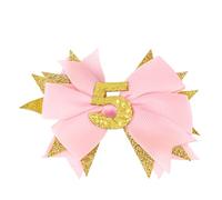 Vovii Sprinkle Birthday Hair Bow for 5th Birthday Decorations Girl, Glitter Pink Baby Bow Party Decorations for 5 Year Old Girl Birthday Decorations, Happy 5th Birthday Decorations for Girls Hair