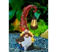 Vovkokc Gnome Garden Ornaments Statue Solar Gnomes Decorations for Outdoor with Solar Lantern and 6 LED Succulent Lights Decor for Patio,Balcony,Yard,Lawn-Unique