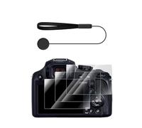 VOVMOEYA 3 Packs Screen Protector with 1 Lens Cap Leash for Panasonic Lumix DC-FZ80,FZ80D FZ82 FZ82D FZ85 FZ85D TZ85 ZS70 TZ90 TZ95, Tempered Glass Film, 0.25mm 9H Anti-Scratch Anti-Bubble