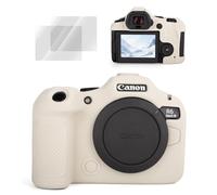 VOVMOEYA Camera Case for Canon EOS R6 Mark III, Accessories for Canon EOS R6 MarkIII, Silicone Protective Cover with 2 Pack 0.25mm Ultra-Thin LCD Tempered Films, Anti-Slip & Anti-Scratch, Off-White