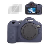 VOVMOEYA Camera Case for Canon EOS R6 Mark III, Accessories Set for Canon EOS R6 MarkIII, Silicone Protective Cover with 2 Pack 0.25mm Ultra-Thin LCD Tempered Films, Anti-Slip & Anti-Scratch-Navy Blue