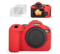 VOVMOEYA Camera Case for Canon EOS R6 Mark III, Accessories Set for Canon EOS R6 MarkIII, Silicone Protective Cover with 2 Pack 0.25mm Ultra-Thin LCD Tempered Films, Anti-Slip & Anti-Scratch-Red