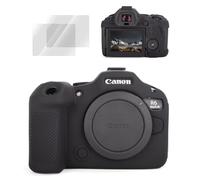VOVMOEYA Camera Case for Canon EOS R6 Mark III, Accessories Set for Canon EOS R6 MarkIII, Silicone Protective Cover with 2 Pack 0.25mm Ultra-Thin LCD Tempered Films, Anti-Slip & Anti-Scratch-Black