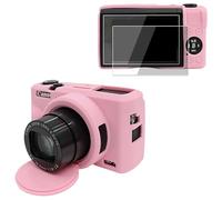 VOVMOEYA Camera Case for Canon Powershot G7 X Mark III with 2PCS Screen Protector,Full Protection Soft G7X III Silicone Case Detachable Lens Cover Protective Cover for Canon G7XIII G7X3-Pink