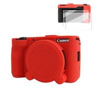 VOVMOEYA Camera Case for Canon PowerShot V1 with 2 Screen Protectors, Silicone, Soft Protective Lightweight, Detachable lens cap