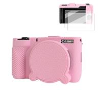 VOVMOEYA Camera Case for Canon PowerShot V1 with 2 Screen Protectors, Silicone, Soft Protective Lightweight, Detachable lens cap