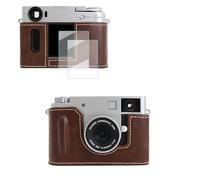 VOVMOEYA Camera Case for Fujifilm X Half (X-HF1) with 2 Screen Protectors, PU Leather Half Case, Stylish Protective Lightweight, Precise Fit, Tripod Compatible