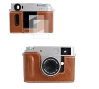 VOVMOEYA Camera Case for Fujifilm X Half (X-HF1) with 2 Screen Protectors, PU Leather Half Case, Stylish Protective Lightweight, Precise Fit, Tripod Compatible