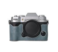 VOVMOEYA Camera Case for FUJIFILM X-T50 Mirrorless Digital Camera,Fuji XT50 Half Case With Soft microfiber Inner,Function Well With 1/4"-20 thread hole Retro PU Leather litchi stria-Dusty Blue