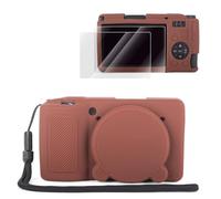 VOVMOEYA Camera Silicone Case Set for Ricoh GR IV,GR4 gr iv case with 2PCS Screen Protector + 1 Wrist strap with all-around protection,Detachable lens cap-Brown