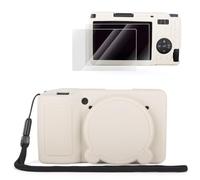 VOVMOEYA Camera Silicone Case Set for Ricoh GR IV,GR4 gr iv case with 2PCS Screen Protector + 1 Wrist strap with all-around protection,Detachable lens cap-Beige