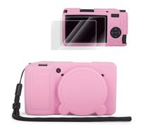 VOVMOEYA Camera Silicone Case Set for Ricoh GR IV,GR4 gr iv case with 2PCS Screen Protector + 1 Wrist strap with all-around protection,Detachable lens cap-Pink
