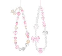 VOVMOEYA Camera Wrist Strap,Cute Pearl Beaded Phone Charm Lanyard,Multipurpose Decorative Accessory for CCD Mini Camera,Cell Phone, AirPods Case,Handbag Purse and Keychain,Gift for Women Girls-Pink