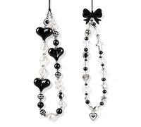 VOVMOEYA Camera Wrist Strap,Cute Pearl Beaded Phone Charm Lanyard,Multipurpose Decorative Accessory for CCD Mini Camera,Cell Phone, AirPods Case,Handbag Purse and Keychain,Gift for Women Girls-Black