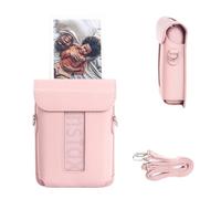 VOVMOEYA for Fujifilm Instax Mini Link 3 Smartphone Printe,Mini Link3 Case Instax Mini Link3 PU Protective Case Convenient Magnetic Cover with Soft Microfiber Inner with Shoulder Strap -Pastel Pink