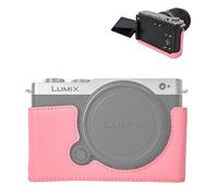 VOVMOEYA Protective Camera Case for Panasonic LUMIX S9,LUMIX DC-S9 Half Case with Soft Microfiber Inner LUMIX S9 Mirrorless Camera Cover Function Well 1/4"-20 Thread Hole Retro PU Texture-Rose Pink