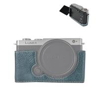 VOVMOEYA Protective Camera Case for Panasonic LUMIX S9,LUMIX DC-S9 Half Case with Soft Microfiber Inner LUMIX S9 Mirrorless Camera Cover Function Well 1/4"-20 Hole Retro PU Litchi Stria-Dusty Blue