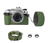 VOVMOEYA Protective Camera Case Kit for Olympus OM-5/OM-D E-M5 III Camera,OM System OM-5 Camera Cover E-M5 III Half Case with 16-50MM Front Lens Cap with Adjustable Shoulder Strap-Green