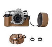 VOVMOEYA Protective Camera Case Kit for Olympus OM-5/OM-D E-M5 III Camera,OM System OM-5 Camera Cover E-M5 III Half Case with 16-50MM Front Lens Cap with Adjustable Shoulder Strap-Coco