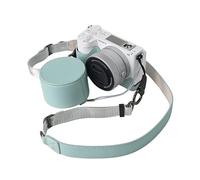 VOVMOEYA Protective Camera Case Kit for Sony ZV-E10 II Mirrorless Camera,for Sony ZVE10II Half Case ZV-E10II Camera Cover with 16-50MM Front Lens Cap with Shoulder Strap-Blue