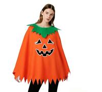 Vovocas Halloween Pumpkin Costume Adult, Halloween Poncho for Women - Glow in the Dark Lightweight Poncho Cape & Witch Cloak Accessory for Party