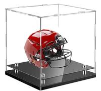 VoVoian Multiple Sizes Acrylic Display Case ,Football Helmet Display Case for Hat Baseball Glove, Display Box for Lego,Black Base Storage Showcase (40cm*32cm*32cm)
