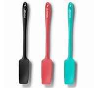 VOVOLY Silicone Jar Spatulas, Long Handle Jar Spatulas, 600ºF Heat Resistant Small Spatula, Seamless Design, Stainless Steel Core, BPA Free Spoonula (3, Mixed)