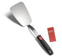 VOVOLY Stainless Steel Flexible Spatula Turner, Thin Metal Spatula for Cast Iron Skillet, Thin Blade and Heat Resistant Silicone Handle, Great for Egg, Cookie, Meat, Crep, Large
