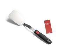VOVOLY Stainless Steel Flexible Spatula Turner, Thin Metal Spatula for Cast Iron Skillet, Thin Blade and Heat Resistant Silicone Handle, Great for Egg, Cookie, Meat, Crep, Medium