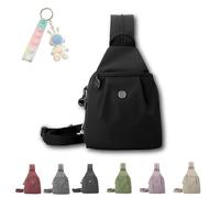 Vovtva Street Lite Sling Bag for Women Large Capacity Crossbody Chest Backpack Double Zipper Multi-Compartment Pack (Black)