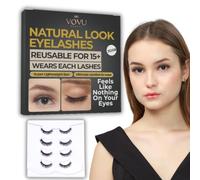 VOVU Beauty False Eyelashes 3D08 - Super Lightweight, Effortless Fake Lashes, Invisible Comfort Band, Eye Lashes for All Eyes, Glasses & Contact Lens Friendly, 15+ Wears, Natural Look (4 Pairs)