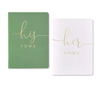 Vow Books His and Her, Set of 2, Vow Books for Wedding (Green + White)