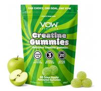 Vow Nutrition Creatine Gummies, 60 Gummys, Sour Apple, Creatine Monohydrate 3000mg (Sour Apple)