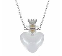 Vow Of Hearts Blood Vial Necklace Clear Heart Perfume Bottle Pendant Necklaces Make A Wish Necklaces Jewelry(#a)