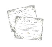 Vow Renewal Certificate with Greenery Minimalist on Linen 6pk 8.5x11” Marriage License Ceremony Officiant Eucalyptus Water Color Green Floral