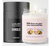 Vow Renewal Gifts - Luxury Soy Wax Candle - Vanilla, Jasmine, Sugared Almond - Makester