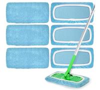 Vowanop Reusable Microfiber Mop Pads Compatible with Swiffer Sweeper Mop, Washable Mop Pads for Wet & Dry Use, Swiffer Mop Pad Refill for Floor Cleaning, 6Pack Blue