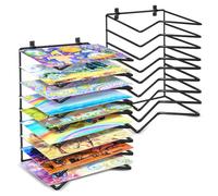 Vowcarol 2 Pack Art Drying Rack for Classroom, 9 Shelves Paint Drying Racks Wall Mount and Desktop Stand
