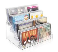 Vowcarol 4-Tier CD Storage Organizer, Dvd Case Holder Organizer CD Holder for 32 CD Jewel Cases