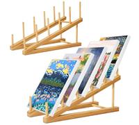 Vowcarol Small Art Drying Rack, Art Storage Rack, 5 Layers Paint Display Rack Wood Storage Stand for Canvas Boards, Bamboo Display Rack for Painting Canvas, Paint Art Organizer-2 Pack
