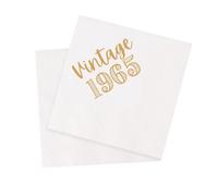 VOWFOO 60th Birthday Cocktail Napkins 100Pcs Vintage 1965 60 Years Birthday Paper Disposable Party Napkins for His Her 60th Birthday Party Table Decorations 5 x 5 two-ply (1965)
