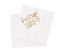 VOWFOO 70th Birthday Cocktail Napkins 100Pcs Vintage 1955 70 Years Birthday Paper Disposable Party Napkins for His Her 70th Birthday Party Table Decorations 5 x 5 two-ply (1955)