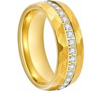 VowKeeper 8mm Titanium Men's Wedding Ring - Rose Gold, Diamond Inlay, Hammered Design, Lightweight Comfort Fit, Metal, No Gemstone