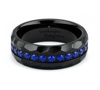 VowKeeper 8mm Titanium Men's Wedding Ring - Silver/Black/Gold/Rose Gold, Diamond Inlay, Hammered Design, Lightweight Comfort Fit Sizes 8-13, Metal, No Gemstone