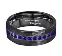 VowKeeper 8mm Titanium Men's Wedding Ring - Silver/Black/Gold/Rose Gold, Diamond Inlay, Hammered Design, Lightweight Comfort Fit Sizes 8-13, Metal, No Gemstone