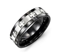 VowKeeper Men's Wedding Rings Celtic Cross Pattern Carved 8mm 316 Stainless Steel Men Ring Comfort Fit, Metal, No Gemstone