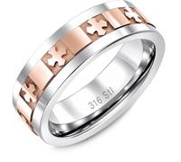 VowKeeper Men's Wedding Rings Celtic Cross Pattern Carved 8mm 316 Stainless Steel Men Ring Comfort Fit, Metal, No Gemstone