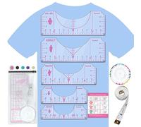 Vowlove Tshirt Ruler Guide Vinyl Alignment Tool - Sublimation Accessories, T Shirt rulers to Center Designs, Transparent V-Neck/Round PVC Ruler for Adult Youth Toddler Infant 2XL-6XL
