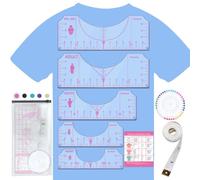 Vowlove Tshirt Ruler Guide Vinyl Alignment Tool - Sublimation Accessories, T Shirt rulers to Center Designs, Transparent V-Neck/Round PVC Ruler for Adult Youth Toddler Infant 2XL-6XL
