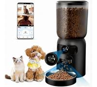 Voxblend Automatic Cat Feeder with Camera 5G WiFi App Control: 5L Automatic Dog Food Storage Container with 2K HD Video and Night Vision, Timed Smart Pet Food Dispenser for Cats and Small Dogs